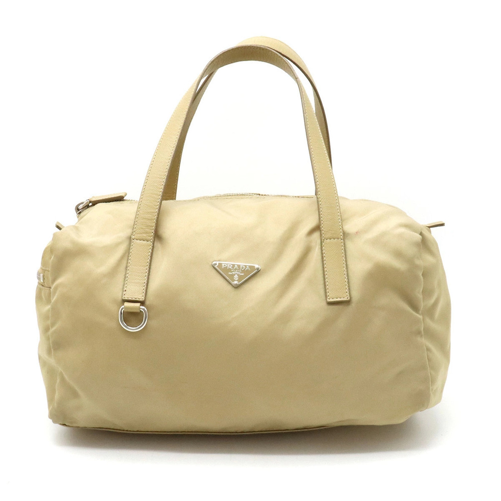 Prada Handbag Boston Bag Saffiano Leather CAMMELLO Beige Cream